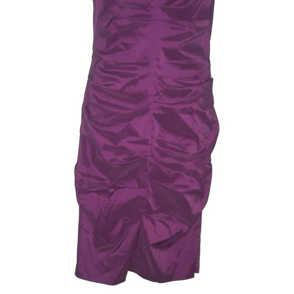 Signature by Sangria Dress Purple Iridescent Ruched Prom Party Wedding Cocktail - Picture 8 of 12